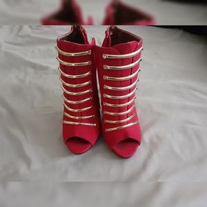 Red and gold booties